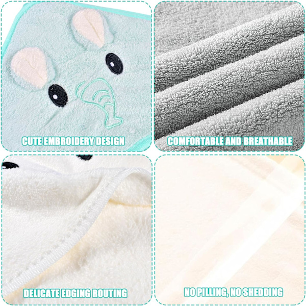 Baby Boy Badcape 3 st Terry Handduk, Mjuk & Stark Absorption, 80 x 80cm H