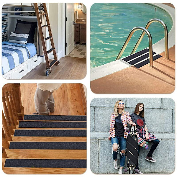 Antislip-tejp för trappor, 10 cm 10 m, halkfri tejp utomhus, halkfri dragremsa, säkerhetstejp, för inomhus- och utomhusbruk, svart