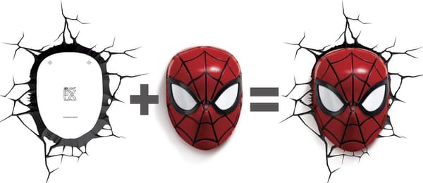 3DLight Marvel Spiderman Mask 3D Deco Light, Muovi, Punainen
