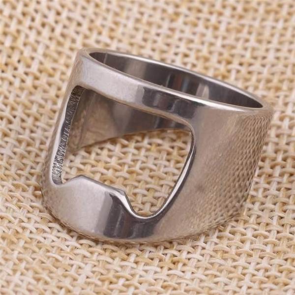 Rustfrit biker-finger-flaskeåbner-ring i rustfrit stål til mænd og kvinder, kreativ ølbar-værktøjs-smykker, 4 stk.