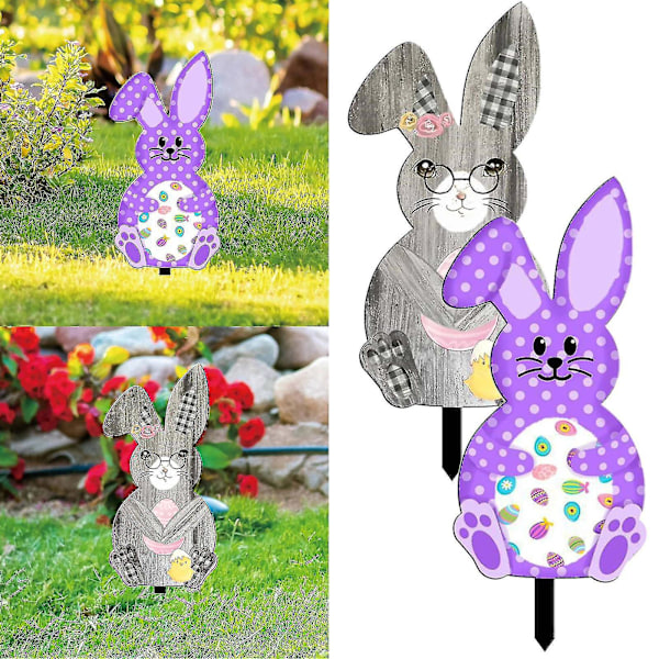 Easter Acrylic Bunny Outdoor Patio Ground Insert Garden Yard Art Decorative Insert Sign