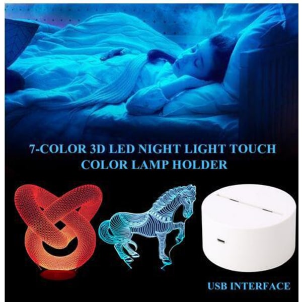 LED nattlampa 3D färgglad fjärrkontroll ljus smart touch fjärrkontroll nattlampa bärbar sensorbrytare bas lämplig för hall sovrum badrum vardagsrum