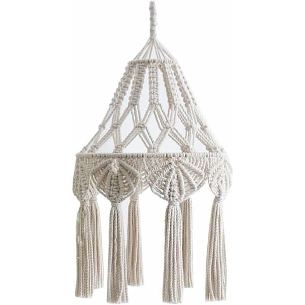 Bomullsrep Macrame Lampskärm Hängande Taklampa Tassel Tyg