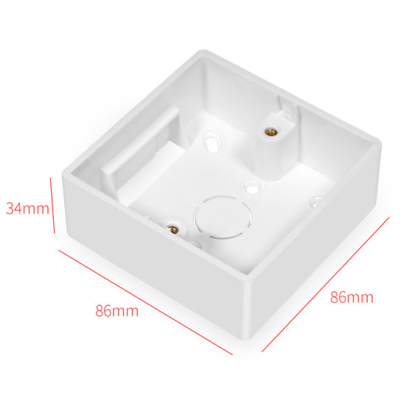 86 Type Junction Box Overflate Montering Frontplate Enkelt Stikkontakt 86 x 86 x 34 mm