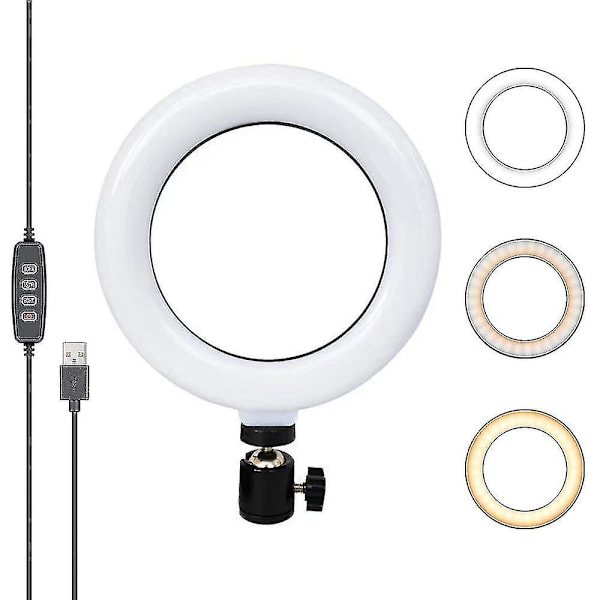 6'' Selfie Ring Light med stativ, videokonferansebelysning, webc