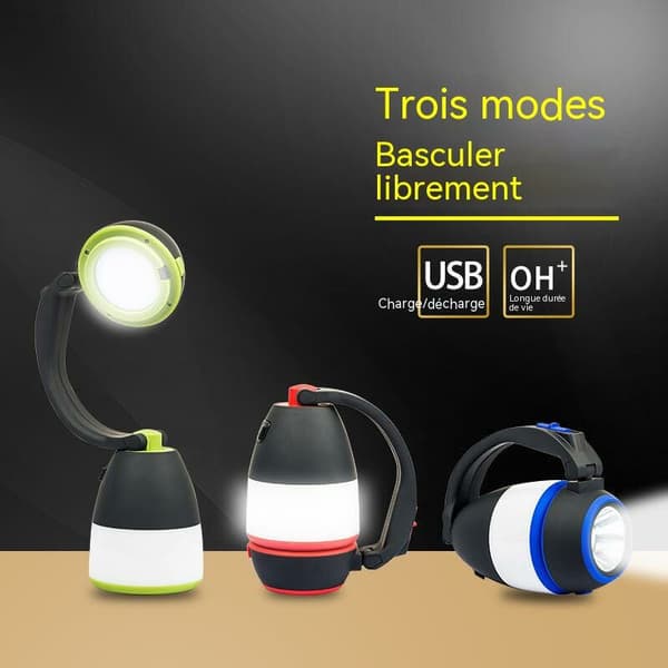 Genopladelig LED Camping Lys, 3 Tilstands Camping Lanterne, Camping &