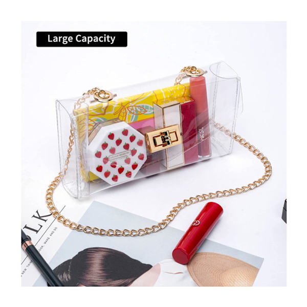 Gennemsigtig taske stadion godkendt, gennemsigtig crossbody taske, gennemsigtig håndtaske clutch punge til kvinder