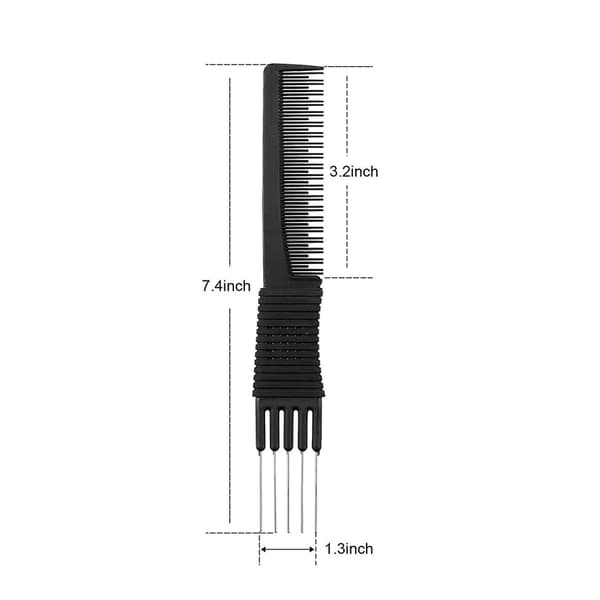3-pack kolfiberkam med metallpinnar (svart)