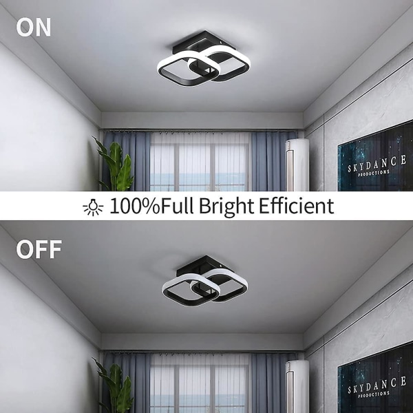 20w moderne LED-loftslampe, 2500lm, 6000k køligt hvidt, 24cm, sort [