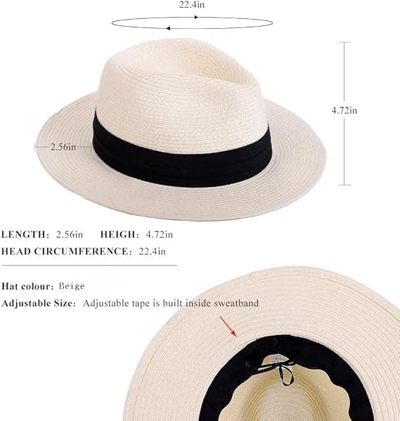 Halmhattar för kvinnor Sommar Strand Solhatt Bred Brätte Fedora Cap UP