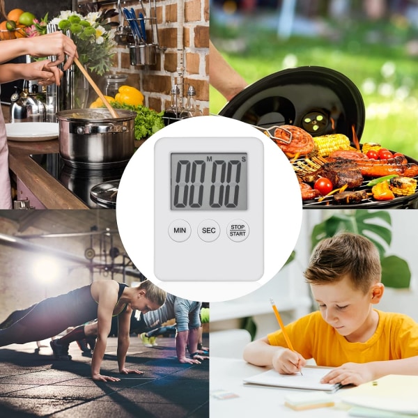 4 st digital kökstimer Mini magnetisk kökstimer LED nedräkningstimer för matlagning, spel, matlagning, träning