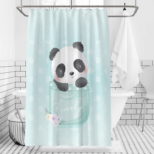 Duschdraperi Vattentät Cartoon Panda Gardiner 150x180CM