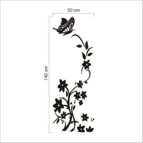 2stk Black Flower Vine Køleskab Wall Stickers 140*50cm