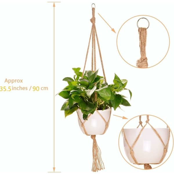 Macrame Hängande Korg, Bomull Rep Hängande Korg Växtkorg H