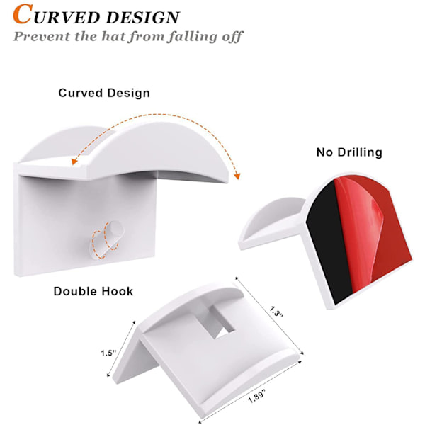 Cap Holder, 10 PCS Baseball Cap Holders Punch-Free Adhesive Baseba