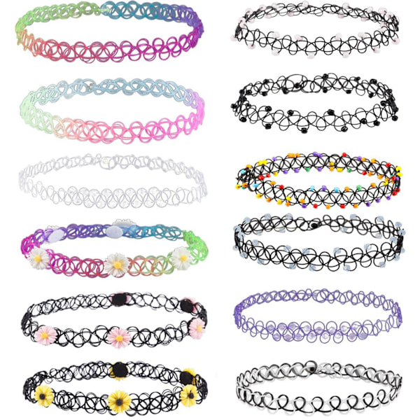 42 stk. sorte kvinders chokers gotisk krave blonder fløjl choker vedhæng halskæder S