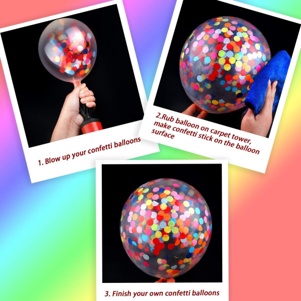 50 stycken Rainbow Multicolor Confetti Ballonger 12 Inches Latex Ba