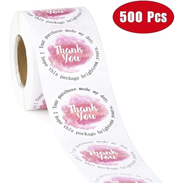 Thank You Business Stickers - Pink Ink Painting Gift Wrap Stickers, Shipping Sti