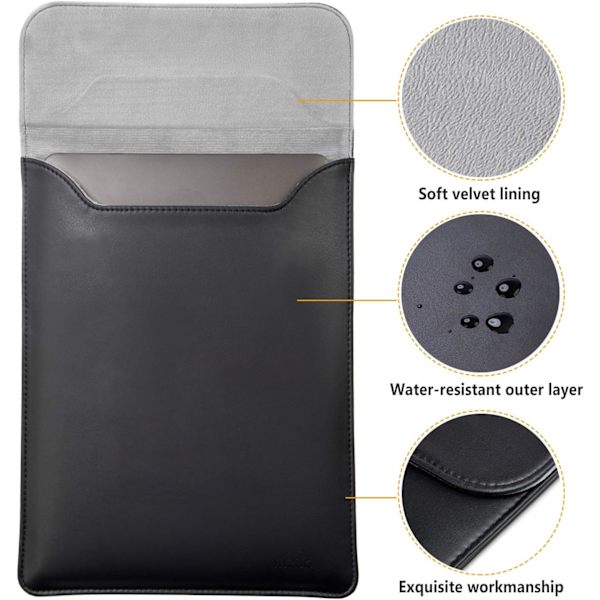 13-tums äkta läder laptopfodral i lammnappa, kompatibel med MacBook Air