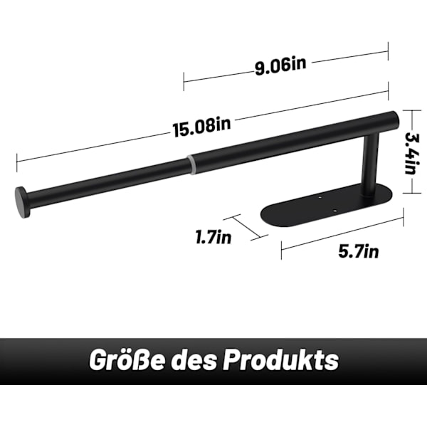 Indtrækkelig toiletrulleholder, ingen boring rustfrit stål, til køkken,