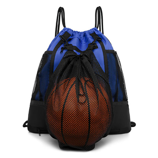 Guttes Fotballtrekksekk, Basketbalryggsekk, Sportsveske med Avtakbar Nettpose for Volleyball, Baseball og Yoga, Svart, 43cm*3cm*25cm