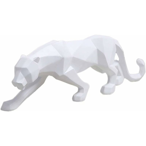 Vit Svart Panter Skulptur Prydnader Skulptur Geometrisk Harts
