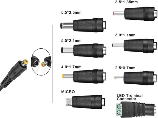 30W UK 2A & 2000mA Universal AC/DC Multi-Function Switching Adapter, 100-240V til 3V, 4.5V, 5V, 6V, 7.5V, 9V, 12V, USB-port inkludert 8 adaptertips til