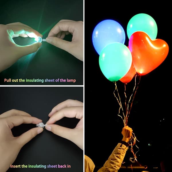 100 stk. LED ballonlamper, mini LED lysende ballonlamper, runde LED-kugler