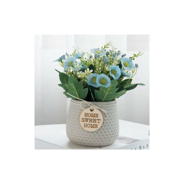 Kunstige falske blomster, kunstig plante innendørs liten, kunstig plante innendørs utendørs, falsk plantedekorasjon for hjemmestue kjøkken soverom, tusenfryd (grå)