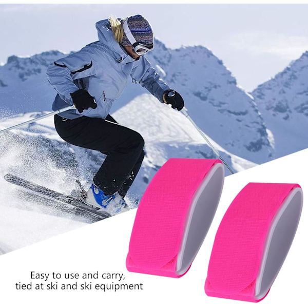Ski Snowboard Bærepose Nylonrem Holder Krog og Loop Snowboard Tilbehør Ski Rem (Roserød)