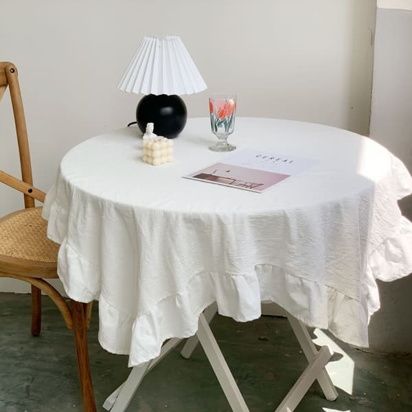 Hvit blondeduk til bryllupsfestdekorasjon 90*90cm
