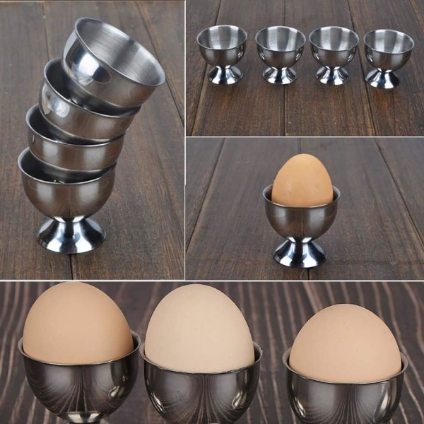 4 stk, rustfritt stål eggbrett, eggbrett, eggkopp, ande eggkopp, eggkopp, frokost, middag kokekar