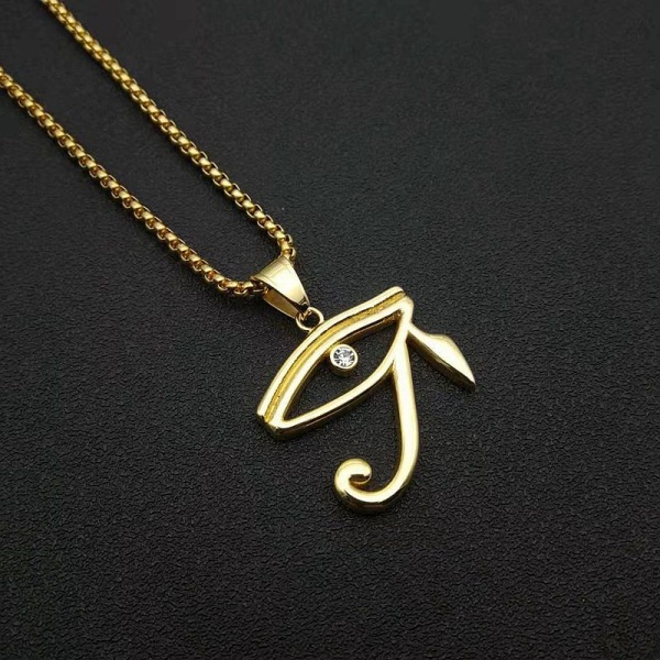 CZ Eye of Horus Egypt Protection Pendant på rustfritt stål Halskjede Ancient Egy