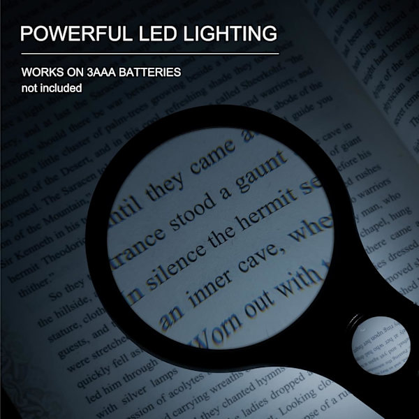 Valaistu suurennuslasi 3 LED-valolla, 3x suurentavat linssit 45x - 75mm lukusuurennin valolla lukemiseen, tarkastukseen, harrastukseen, kellosepälle,