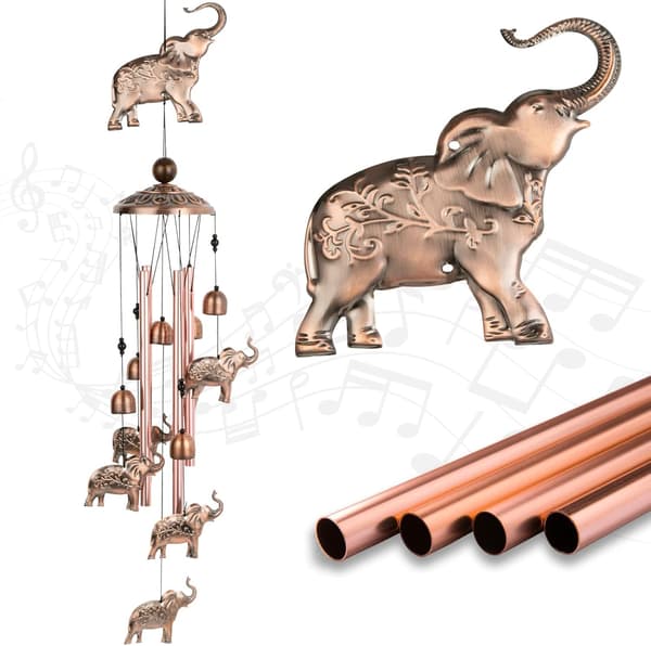 Elefant vindklokker, elefantdekorasjon, hagevindturbin, vindklokkespill