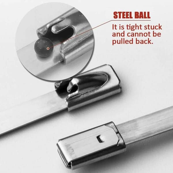 4,6 x 300 mm metallkabelbindare, silver rostfritt stål kabelbindare -