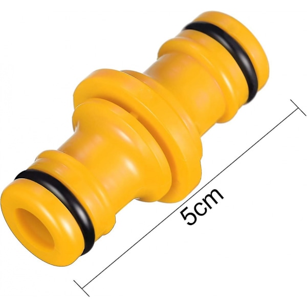 6 stk. dobbelt haneslangeforbindelse slangefittings til at forbinde haveslangeslange (gul)