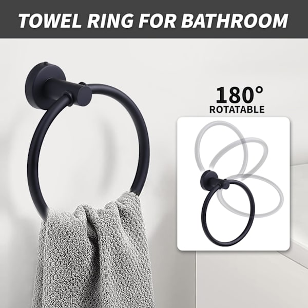 Toiletpapirholder og håndklædeholder, 2 badeværelsestilbehør mat sort