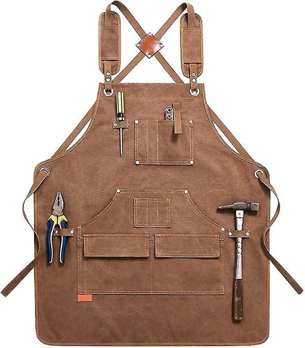 DIY forklæde med multi-lomme værktøjsholder voksbehandlet lærred arbejdsforklæde,
