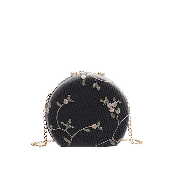 Kvinne Håndveske Peach Hjerteformet Blonder Skulderveske Clutch Bag, Svart