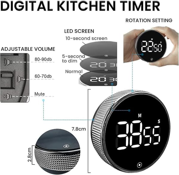 Kjøkken Timer, Digital Timer LCD-skjerm, Minuttteller Med Magnet