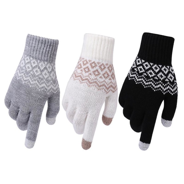 Ladies Winter Knitted Warm Touch Screen Gloves (black)