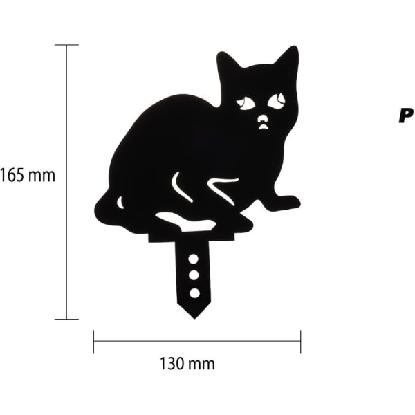 Katt Hage Metallpæl, Svart Katt Silhuett Pæl, Metall Katt Hage Statuer, Utendørs Katt Hagedekorasjoner, Formet Hage Plen Dekorasjon Håndverk,127g