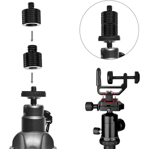 4 stk. Kamera Skrue Adapter 1/4\" Han til 3/8\" Hun Gevind og 3/8\" Han til 1/4\" Hun Adapter Sæt til Kamera Monitor, Mikrofon Stativ, Stativ