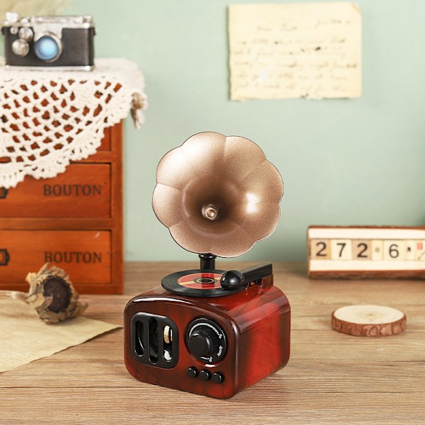 Retro Grammofon Musikboks Hjemme Skrivebordsdekorasjon Musikalsk Gave