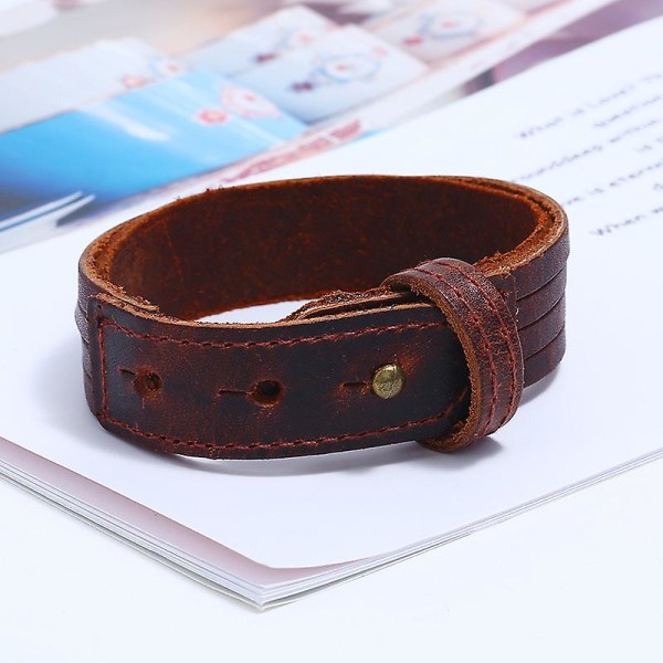 Vintage flettet kvegskinnsarmbånd - Herrearmbånd i skinn - Håndvevd
