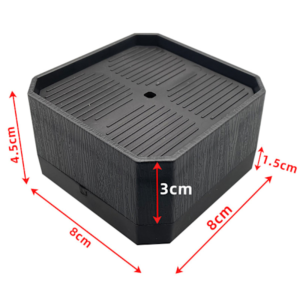 Sengestøtter Møbelhevere Sengestøtter Fotstøtter, Øker Høyden med 4CM eller 8CM (4-pakning, Svart)