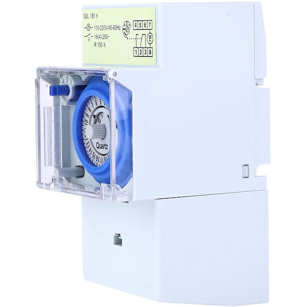 SUL181h Mekanisk Timer, 24 Timers Quartz Timer, Modulært Ur, Relækontakt, 110-230VAC 16A