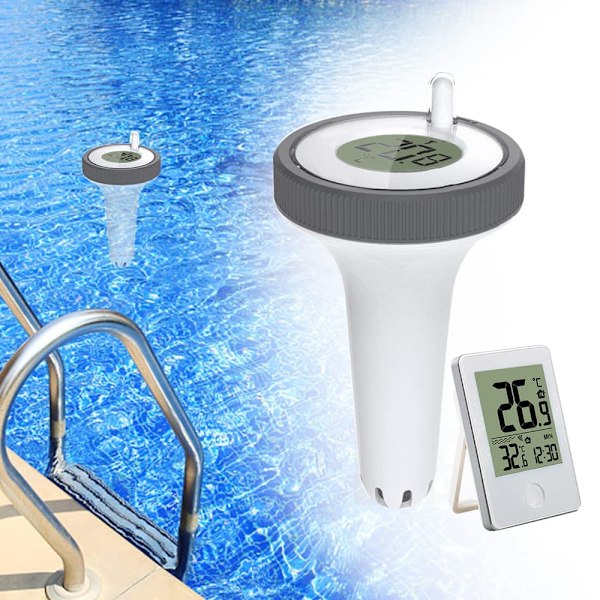 Trådlös Flytande Inomhus Utomhus Termometer, Flytande Termometer för Pool, Digital Pooltermometer med LCD-Display för Inomhus och Utomhus