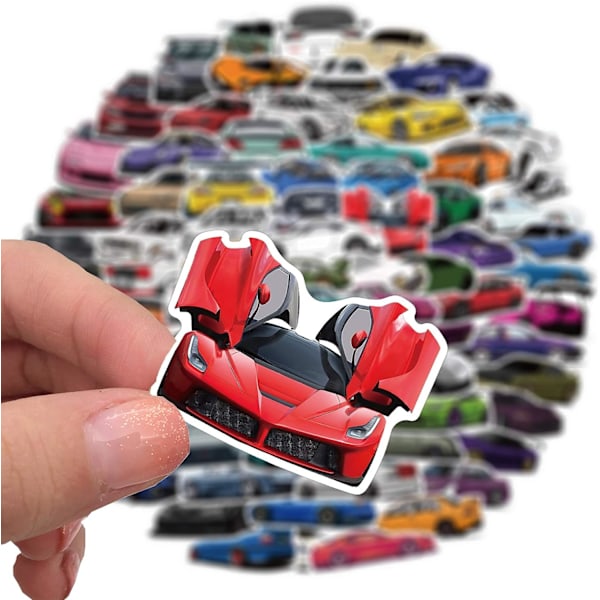 Race Car Stickers Packs 100PCS, Vinyl Vattentäta Stickers för Laptop, Vattenflaskor, Hjälmar, Estetiska Trendiga Dekaler för Tonåringar Flickor Vuxna